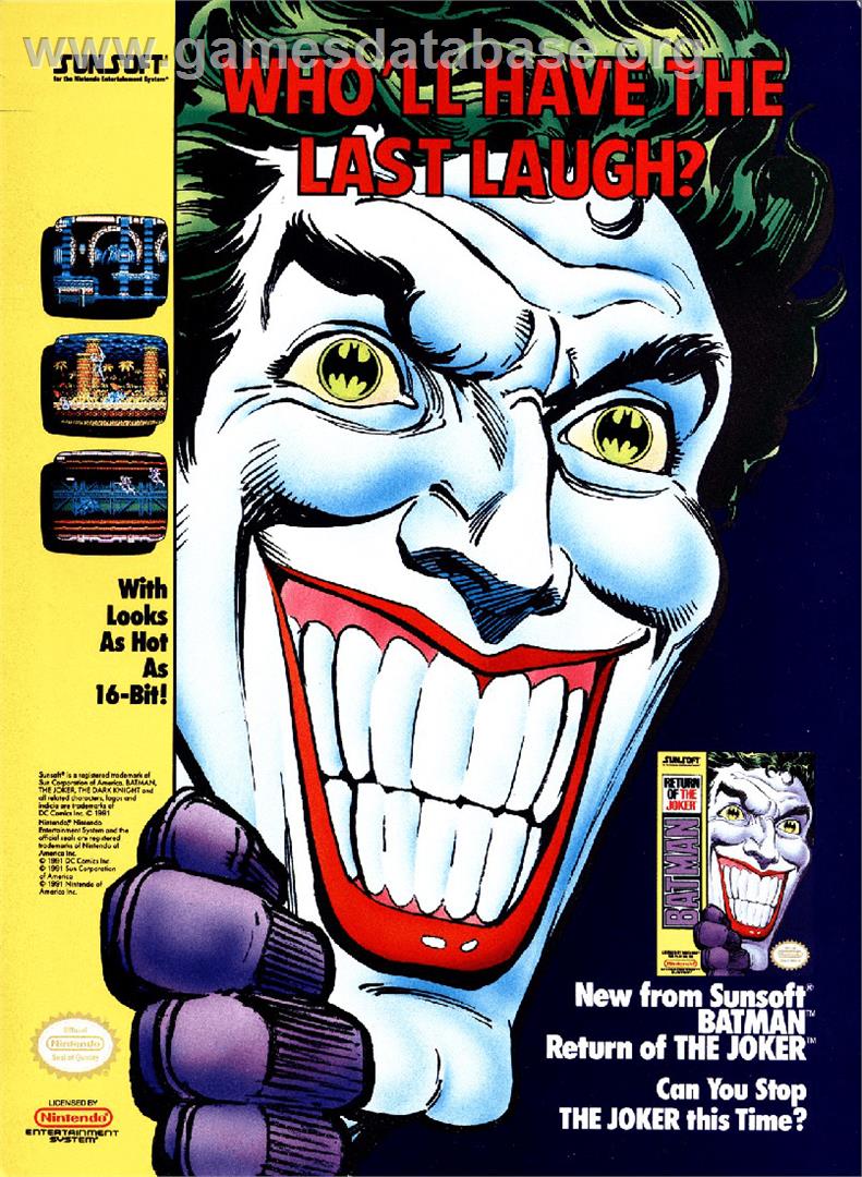 Batman: Return of the Joker - Nintendo NES - Artwork - Advert