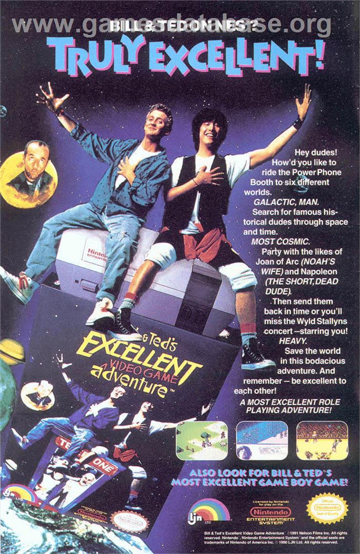 Bill & Ted's Excellent Adventure - Nintendo NES - Artwork - Advert