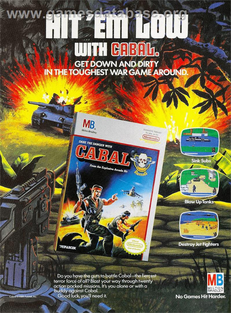 Cabal - Nintendo NES - Artwork - Advert