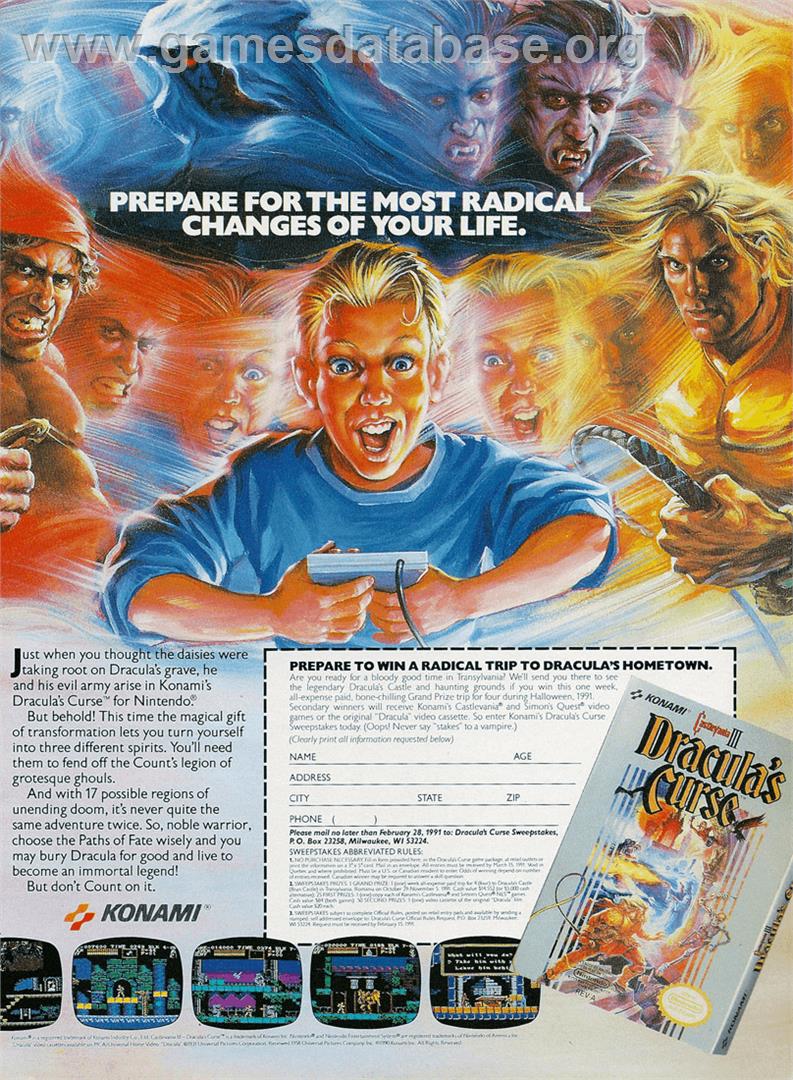 Castlevania III: Dracula's Curse - Nintendo NES - Artwork - Advert