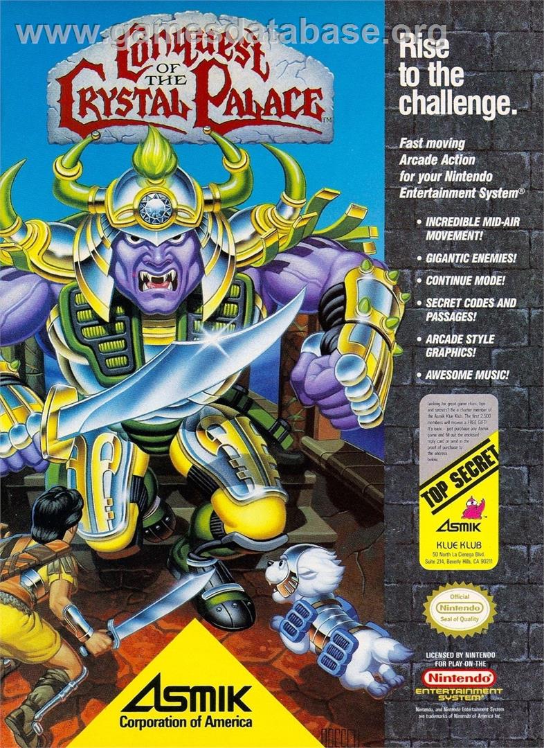 Conquest Of The Crystal Palace - Nintendo NES - Artwork - Advert