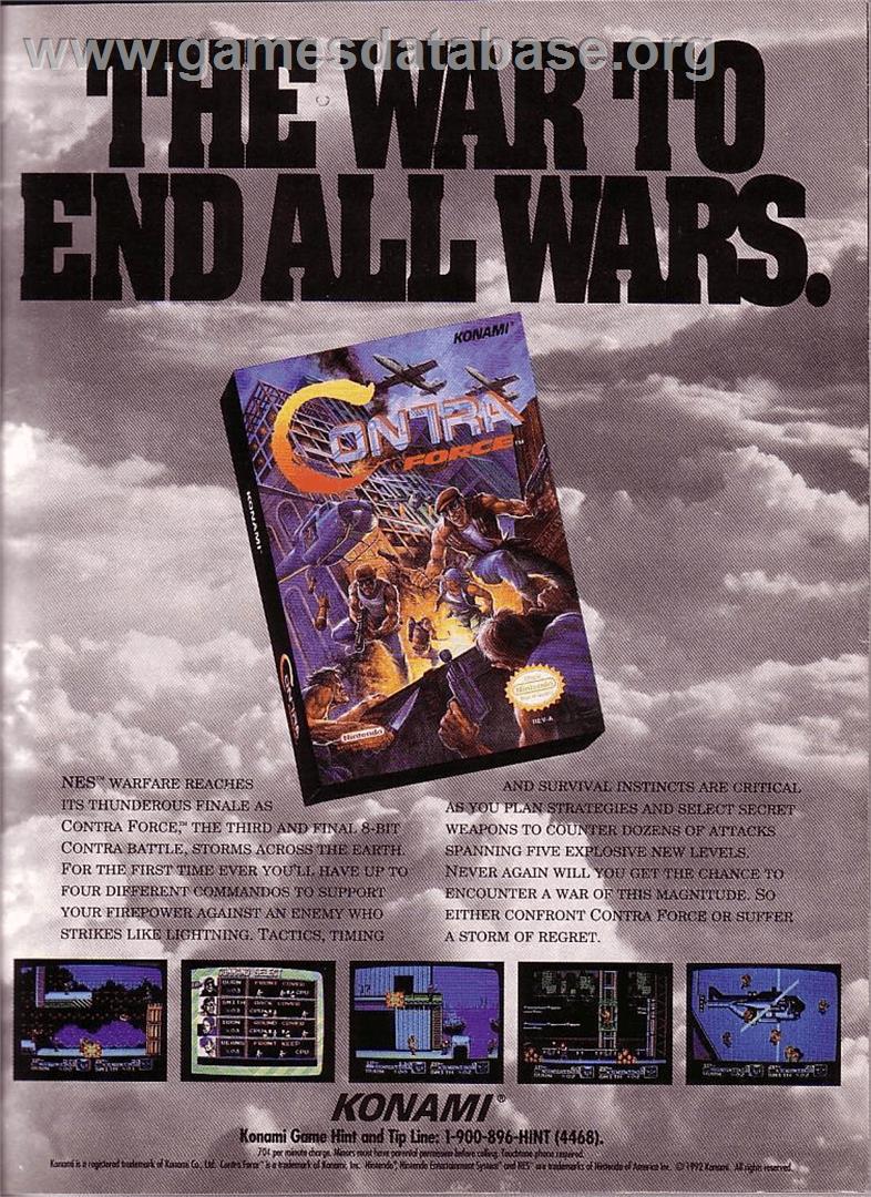 Contra Force - Nintendo NES - Artwork - Advert