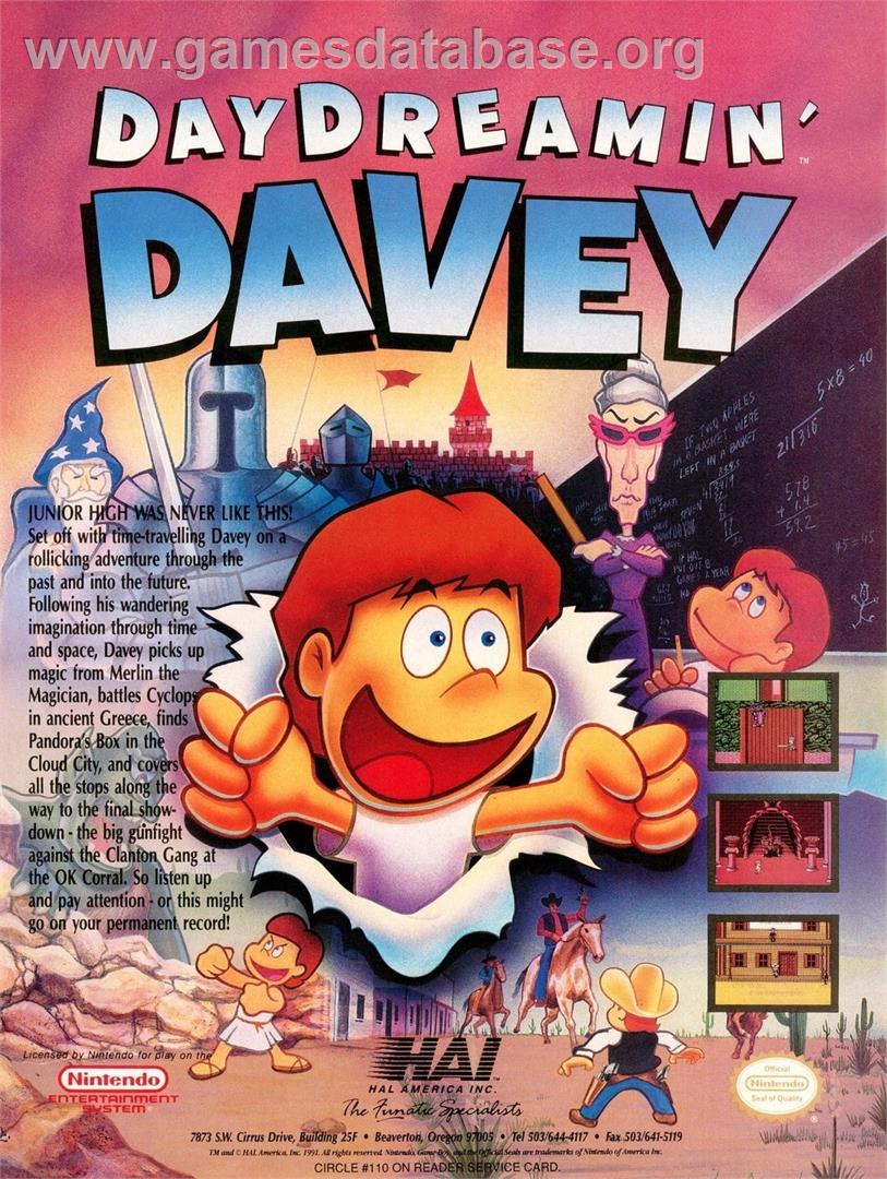 Day Dreamin' Davey - Nintendo NES - Artwork - Advert