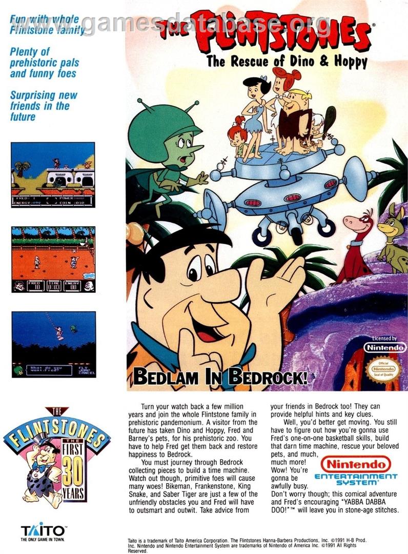 Flintstones - The Rescue Of Dino And Hoppy, The - Nintendo NES - Artwork - Advert