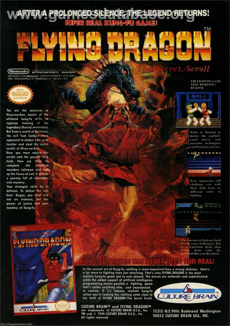 Flying Dragon: The Secret Scroll - Nintendo NES - Artwork - Advert
