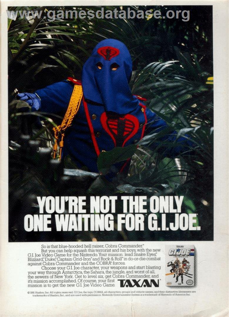 G.I. Joe: A Real American Hero - Nintendo NES - Artwork - Advert