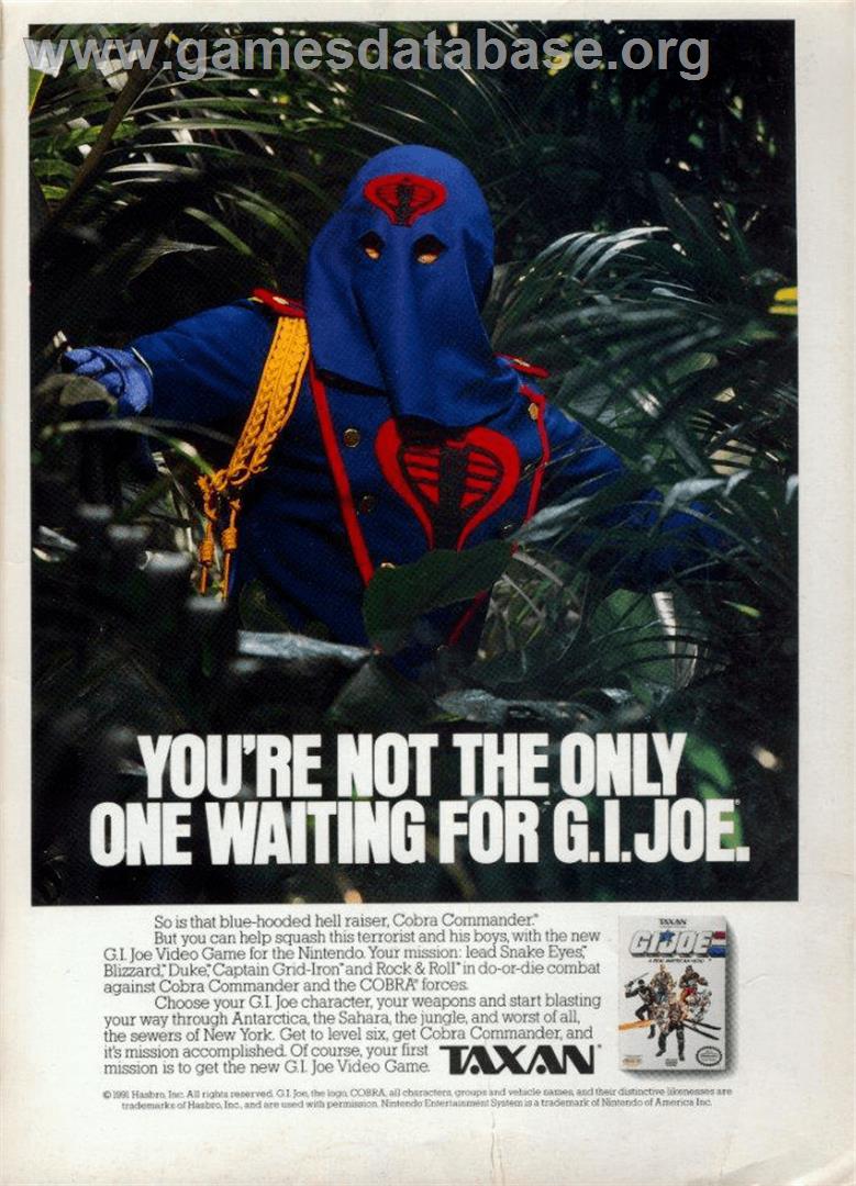 G.I. Joe: A Real American Hero - Nintendo NES - Artwork - Advert