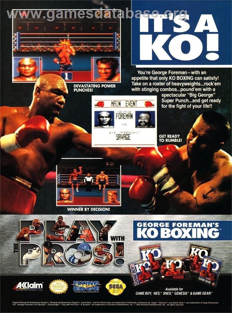 George Foreman's KO Boxing - Sega Master System - Artwork - Advert