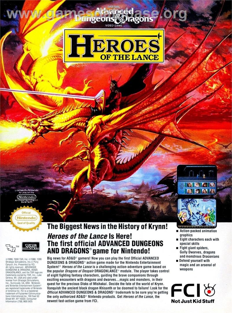 Heroes Of The Lance - Nintendo NES - Artwork - Advert