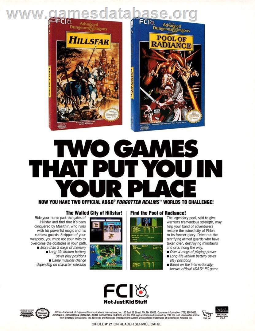 Hillsfar - Nintendo NES - Artwork - Advert