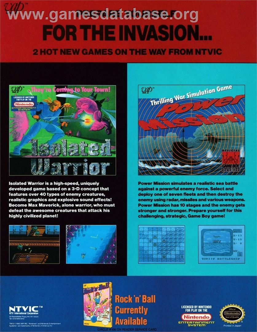 Isolated Warrior - Nintendo NES - Artwork - Advert