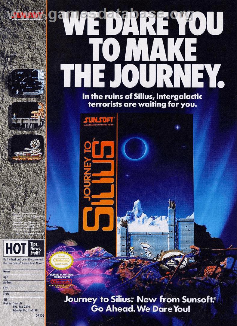 Journey to Silius - Nintendo NES - Artwork - Advert