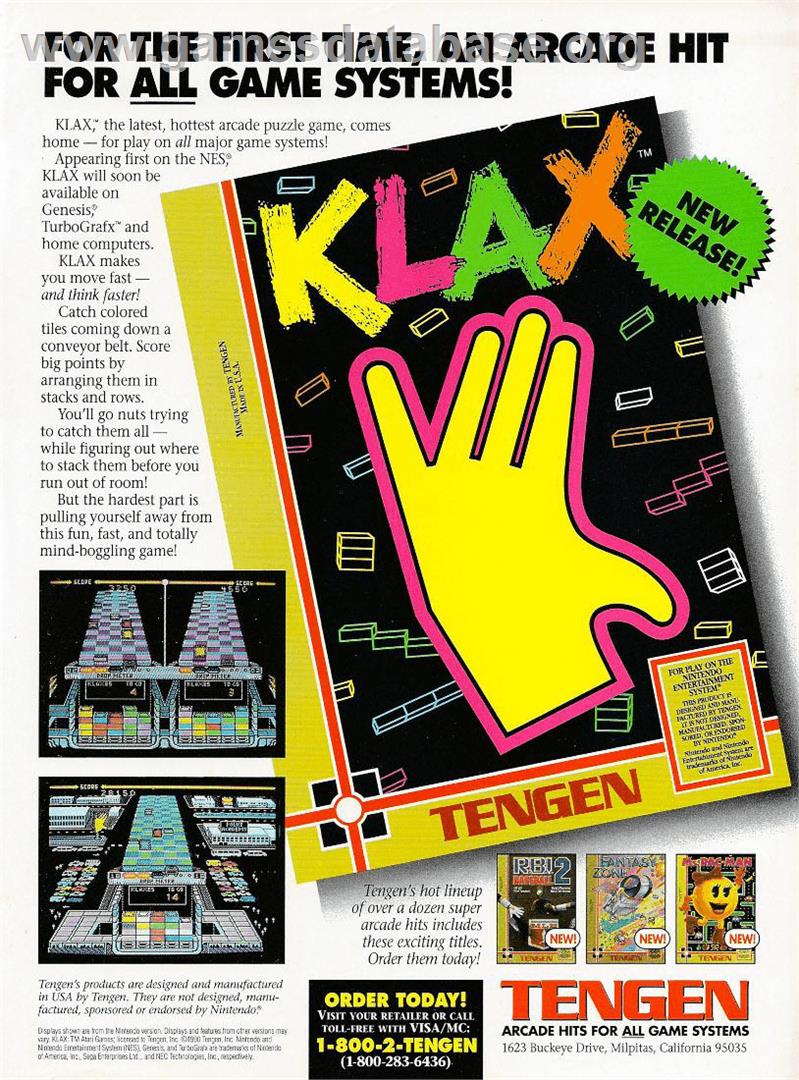 Klax - Nintendo NES - Artwork - Advert
