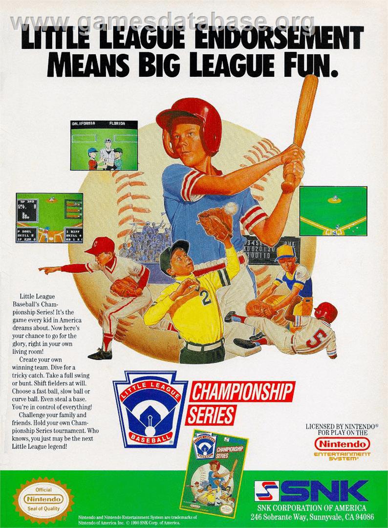 Little League Baseball Championship Series - Nintendo NES - Artwork - Advert