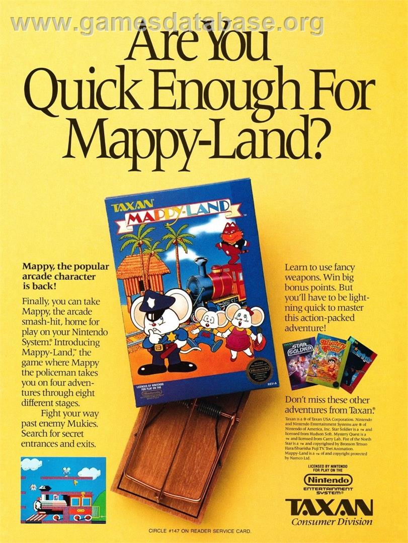Mappy-land - Nintendo NES - Artwork - Advert