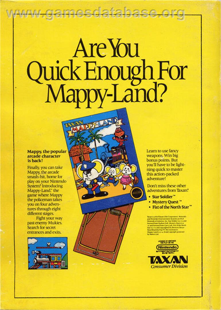 Mappy Land - Nintendo NES - Artwork - Advert