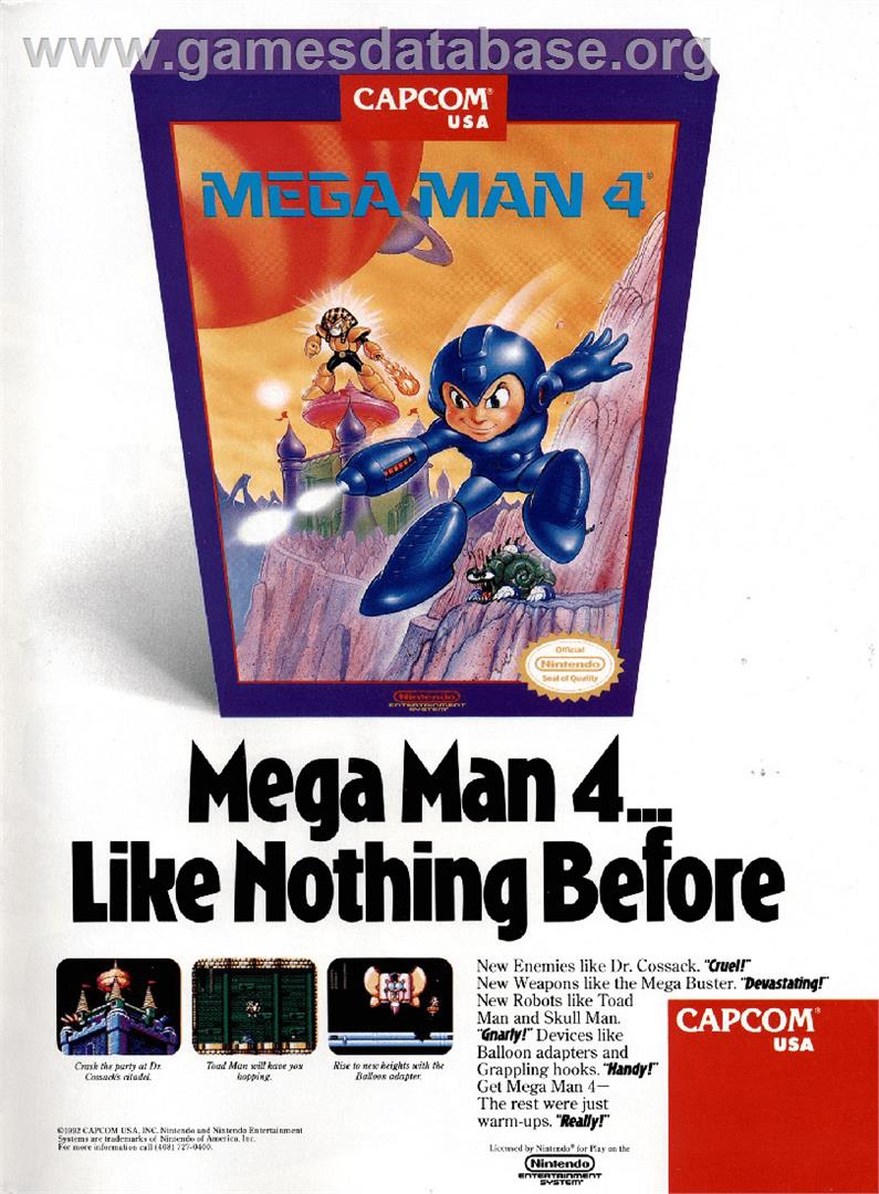 Mega Man 4 - Nintendo Game Boy - Artwork - Advert