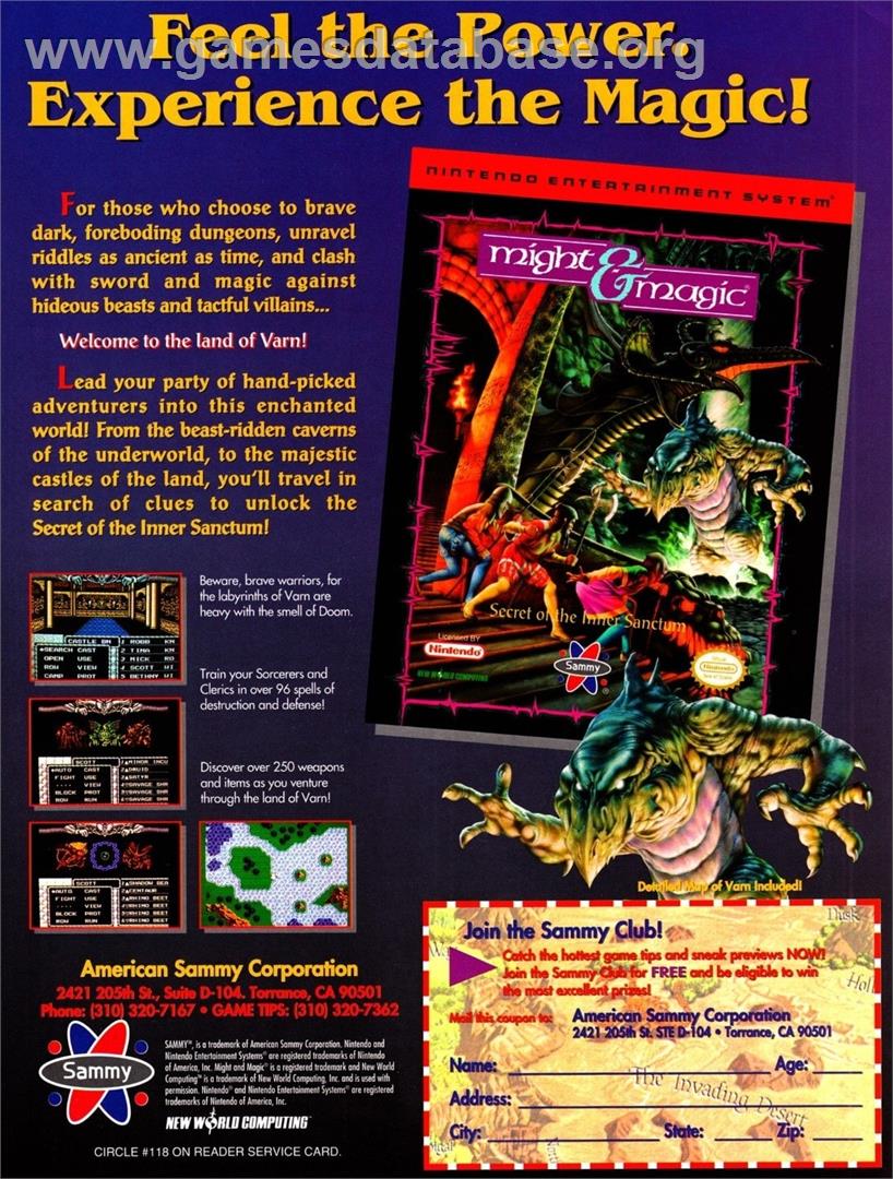 Might and Magic: Secret of the Inner Sanctum - Apple II - Artwork - Advert