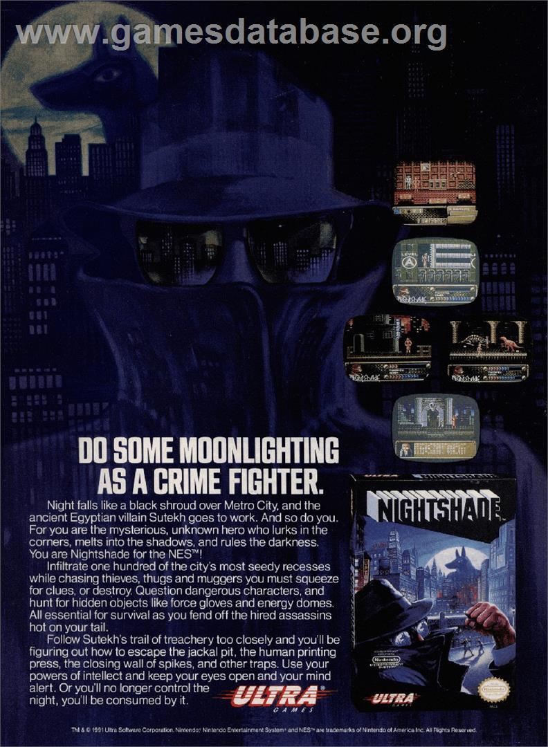 Nightshade: Part 1 - The Claws of Sutekh - Nintendo NES - Artwork - Advert