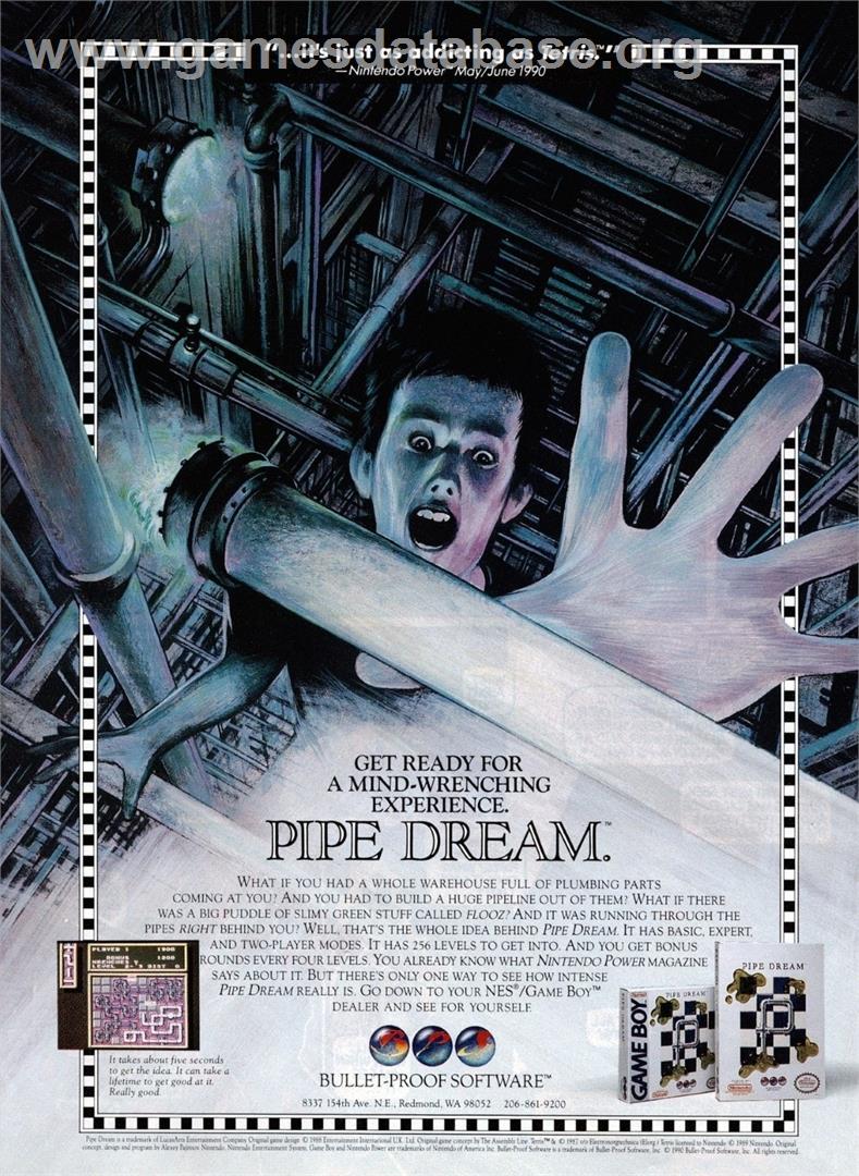 Pipe Dream - Nintendo NES - Artwork - Advert