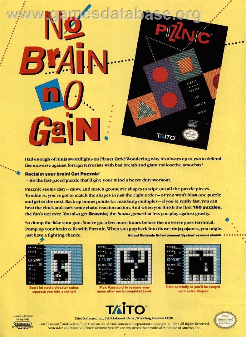 Puzznic - MSX - Artwork - Advert