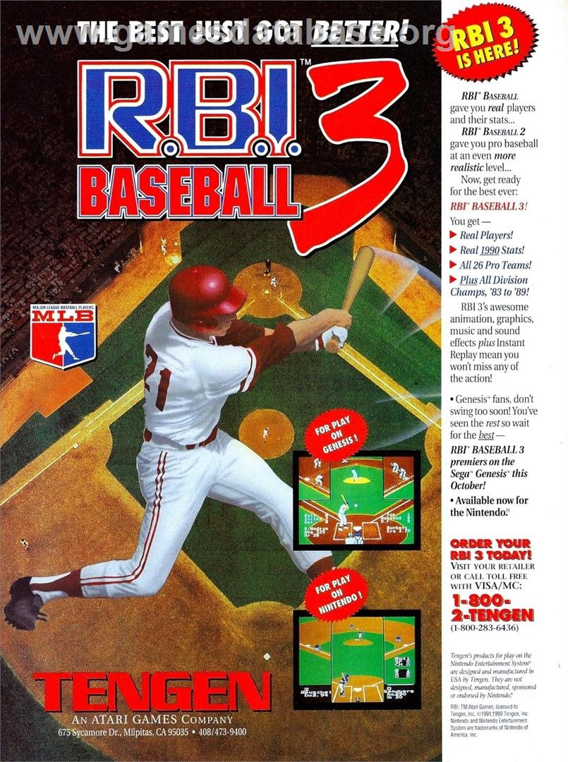 R.b.i. Baseball 3 - Sega Genesis - Artwork - Advert