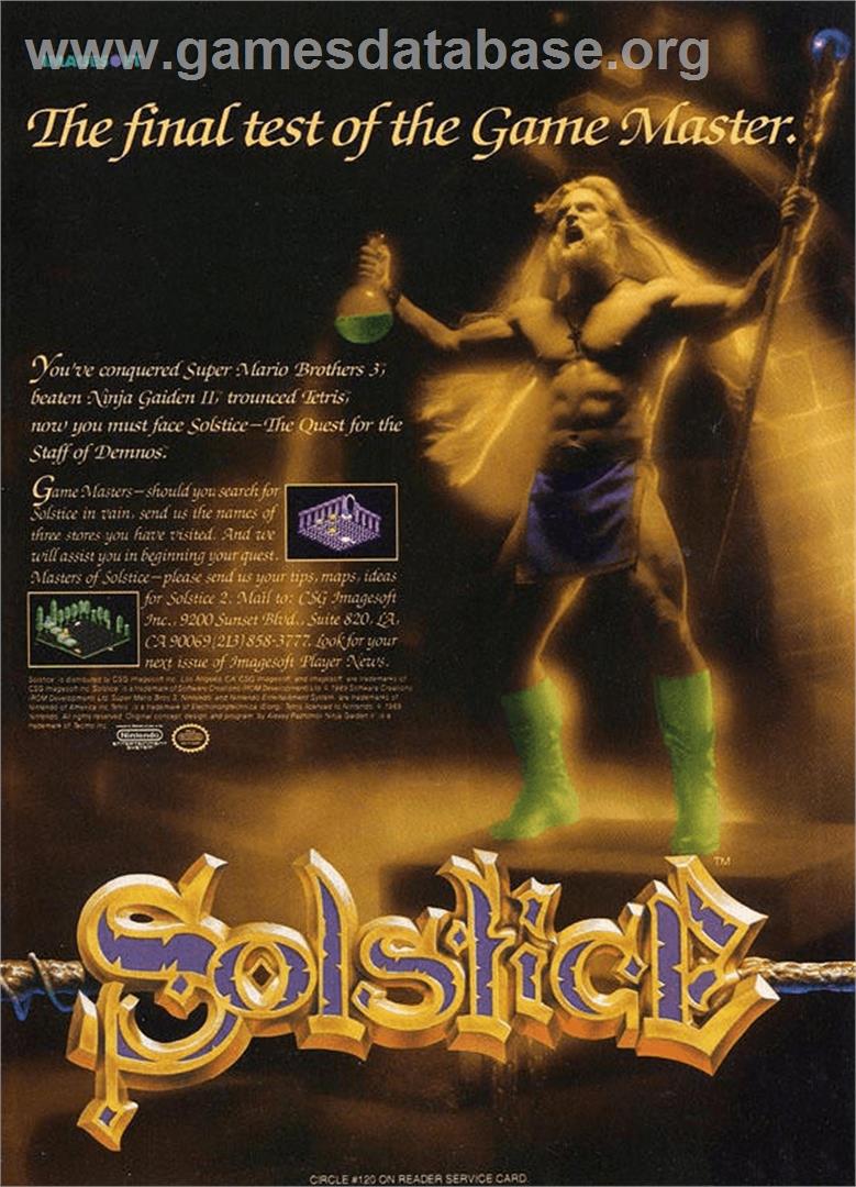 Solstice: The Quest for the Staff of Demnos - Nintendo NES - Artwork - Advert