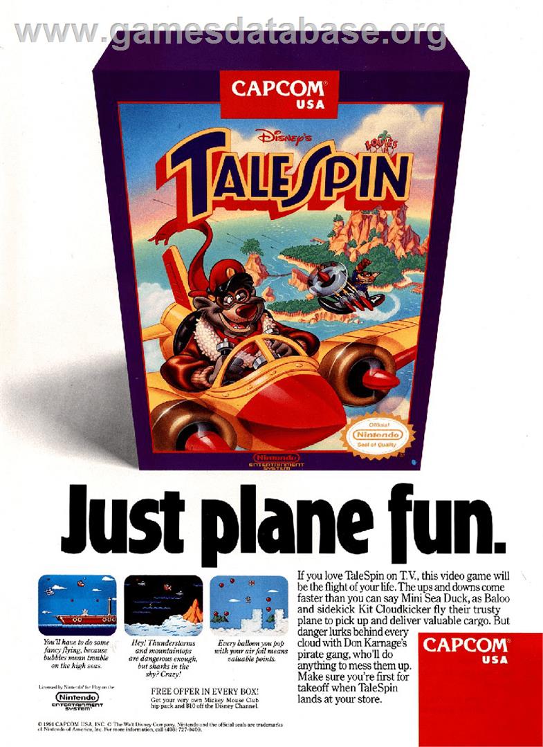 TaleSpin - Sega Genesis - Artwork - Advert