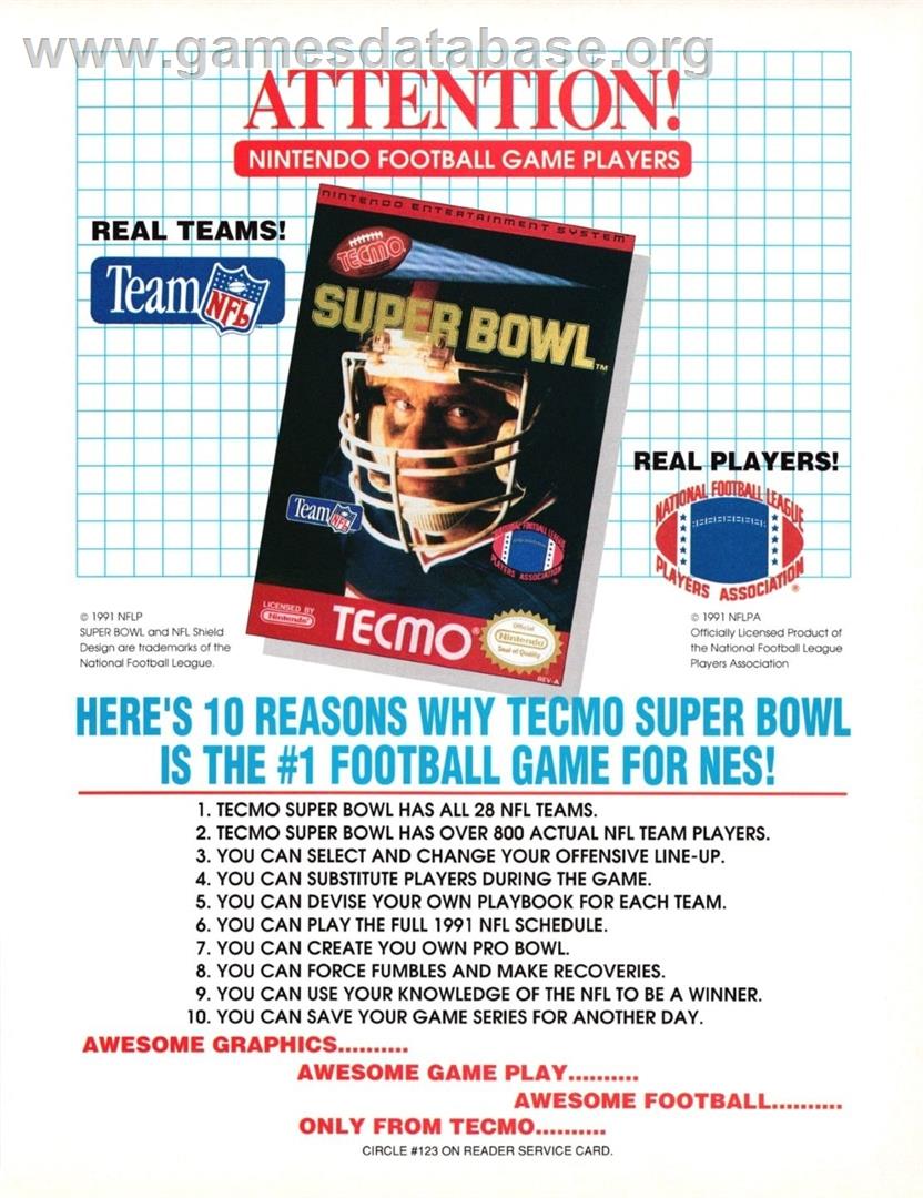 Tecmo Super Bowl - Nintendo NES - Artwork - Advert