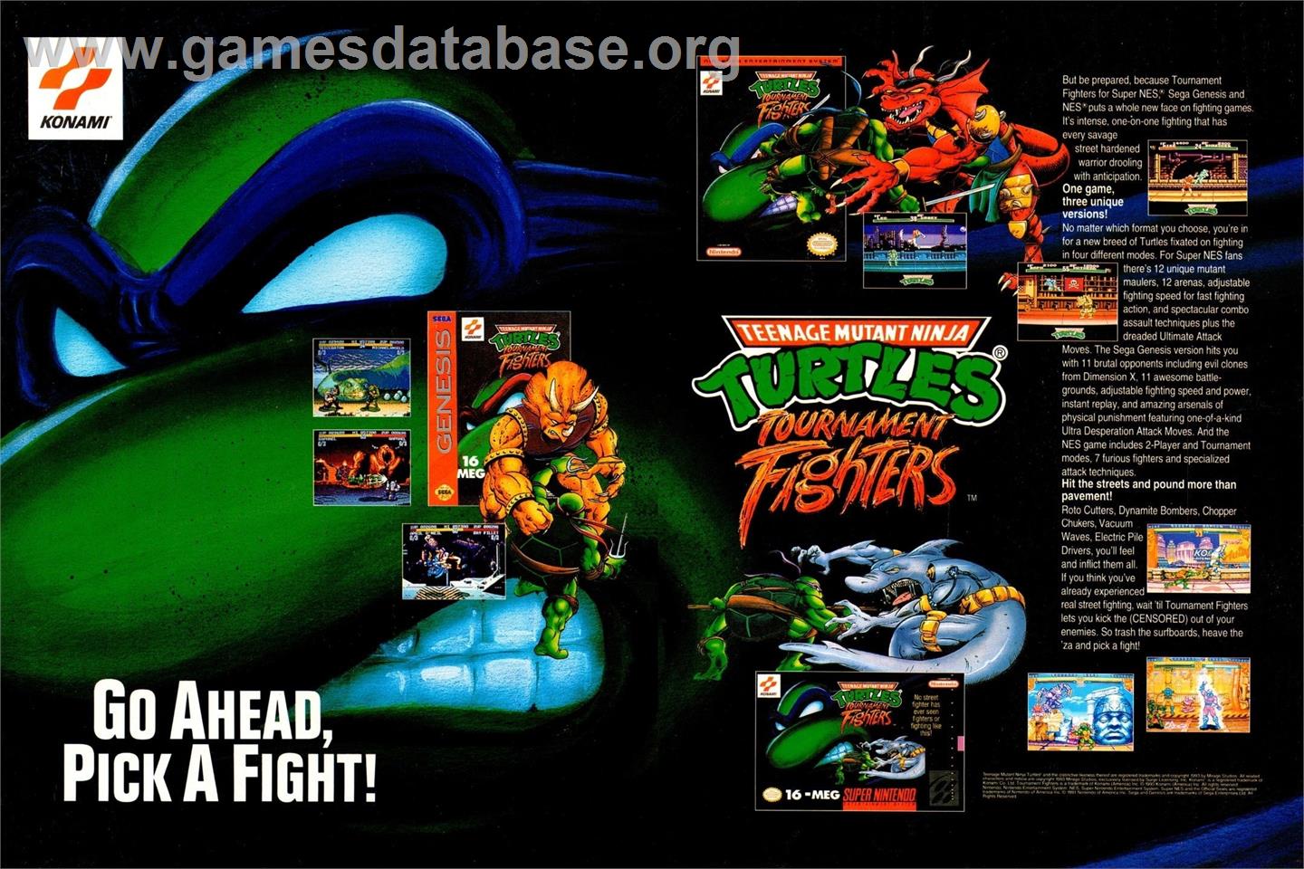 Teenage Mutant Ninja Turtles - Tournament Fighters - Sega Nomad - Artwork - Advert