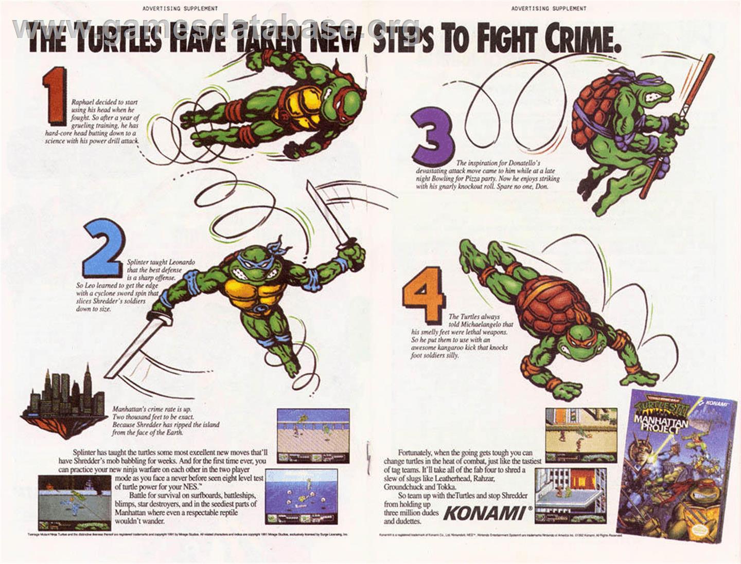 Teenage Mutant Ninja Turtles 3: The Manhattan Project - Nintendo NES - Artwork - Advert