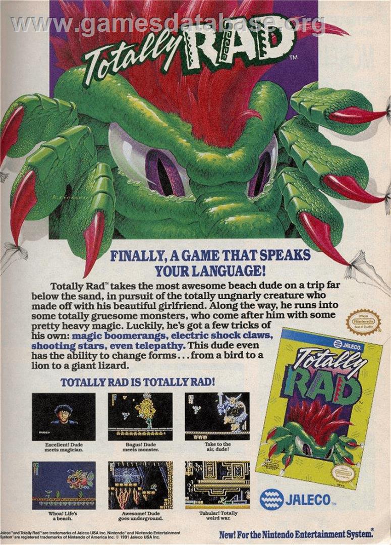 Totally Rad - Nintendo NES - Artwork - Advert