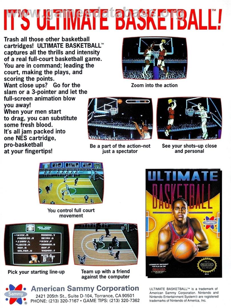Ultimate Basketball - Nintendo NES - Artwork - Advert