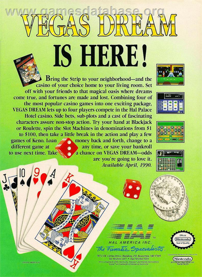 Vegas Dream - Nintendo NES - Artwork - Advert