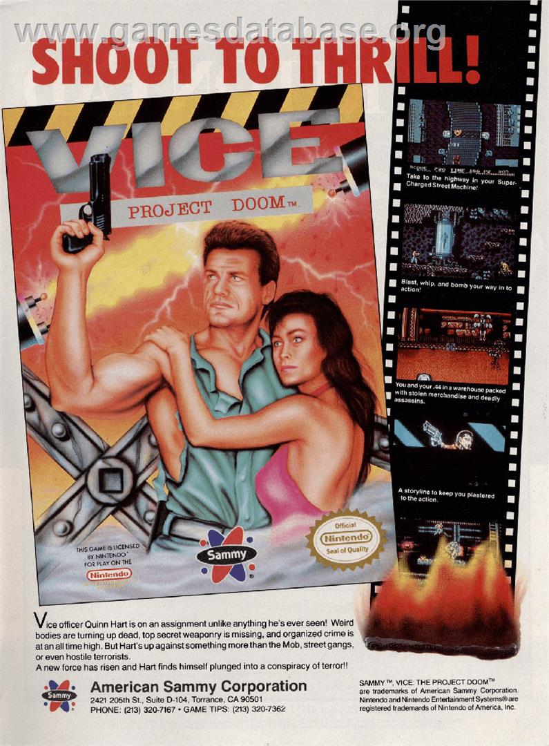 Vice: Project Doom - Nintendo NES - Artwork - Advert