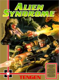 Box cover for Alien Syndrome on the Nintendo NES.