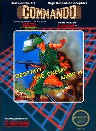 Box cover for Commando on the Nintendo NES.