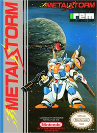 Box cover for Metal Storm on the Nintendo NES.