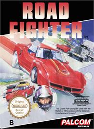 Box cover for Road Fighter on the Nintendo NES.