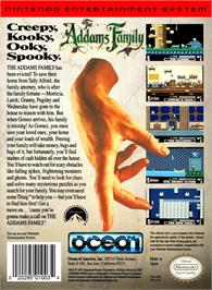 Box back cover for Addams Family, The on the Nintendo NES.