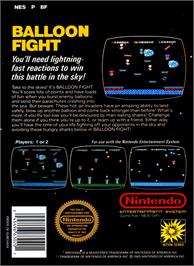 Box back cover for Balloon Fight on the Nintendo NES.