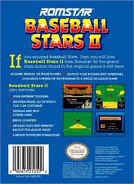 Box back cover for Baseball Stars 2 on the Nintendo NES.