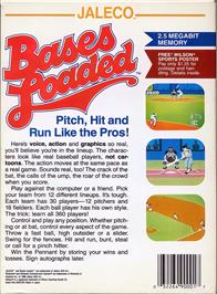 Box back cover for Bases Loaded on the Nintendo NES.