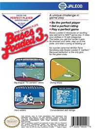 Box back cover for Bases Loaded 3 on the Nintendo NES.