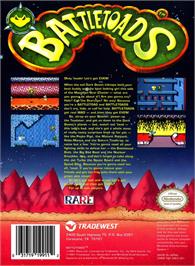 Box back cover for Battletoads on the Nintendo NES.