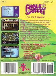 Box back cover for Bible Buffet on the Nintendo NES.
