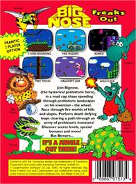 Box back cover for Big Nose Freaks Out on the Nintendo NES.