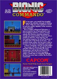 Box back cover for Bionic Commando on the Nintendo NES.