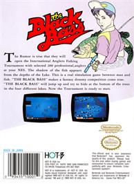 Box back cover for Black Bass on the Nintendo NES.