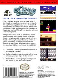 Box back cover for Bonk's Adventure on the Nintendo NES.